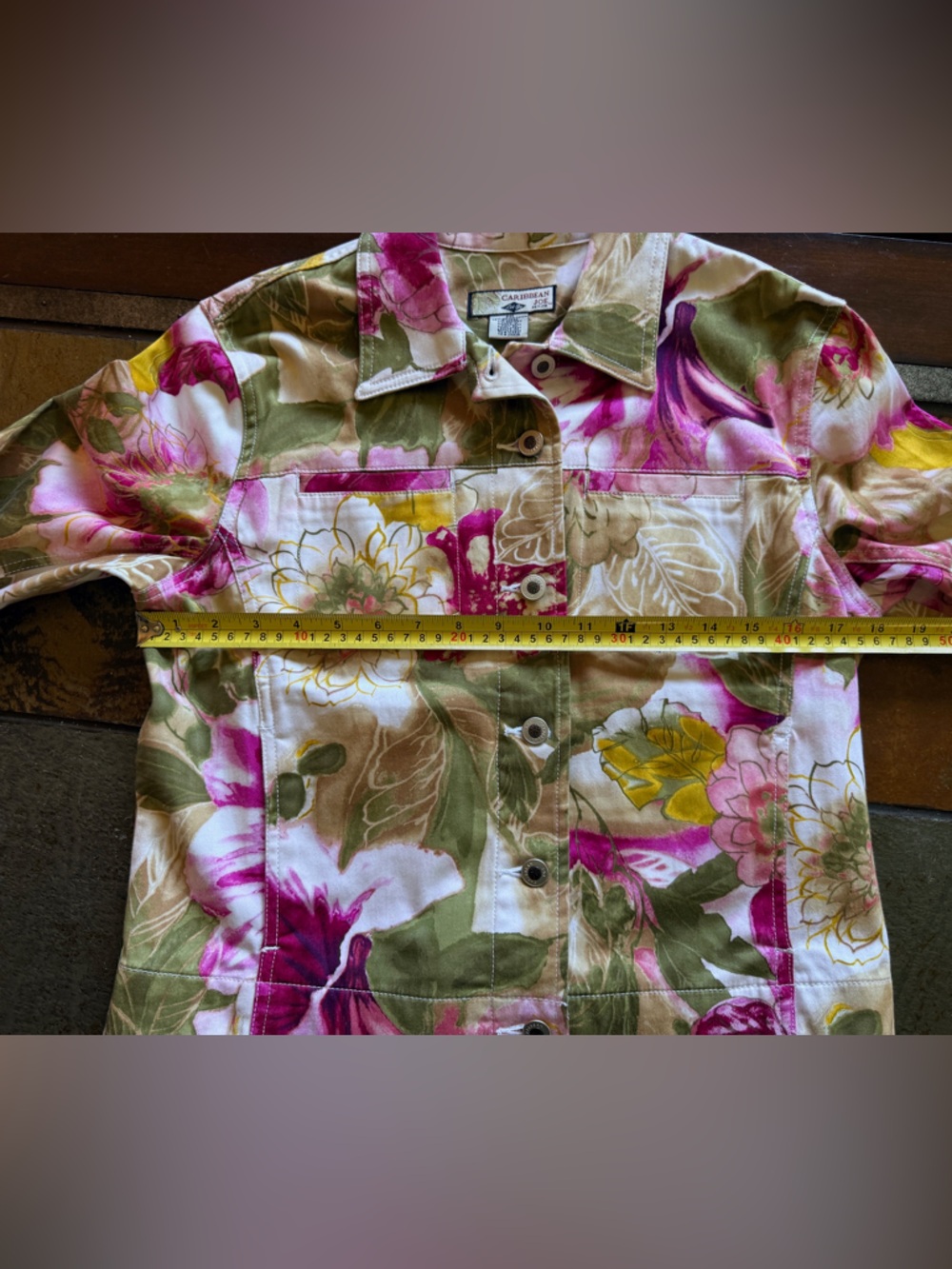 Caribbean Joe bright floral button,Shacket blazer Office spring PM whimsical - Picture 2 of 3
